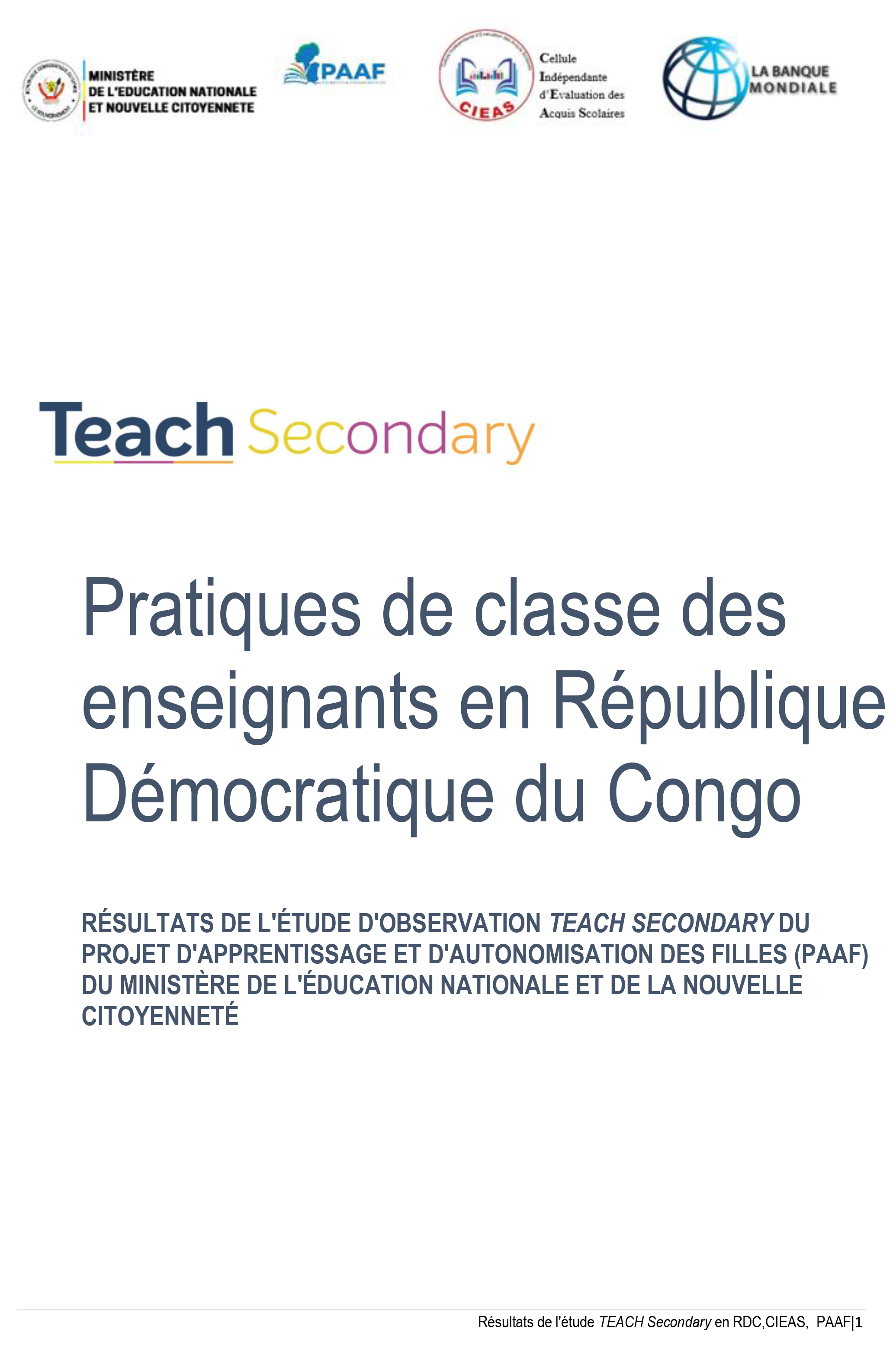 Pratiques de classe des enseignants en République Démocratique du Congo