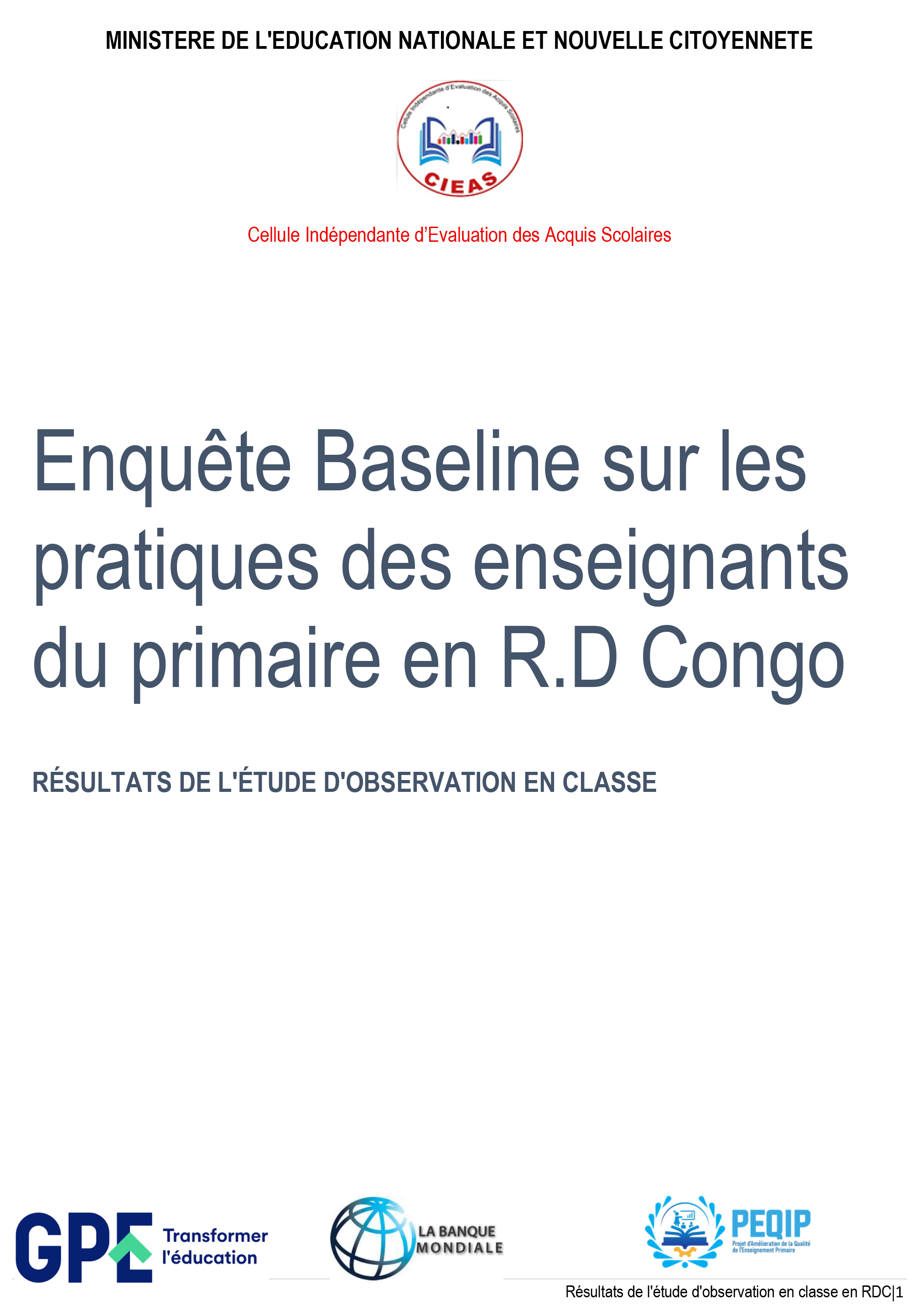 Enquête Baseline sur les pratiques des enseignants du primaire en R.D Congo (Novembre 2025)