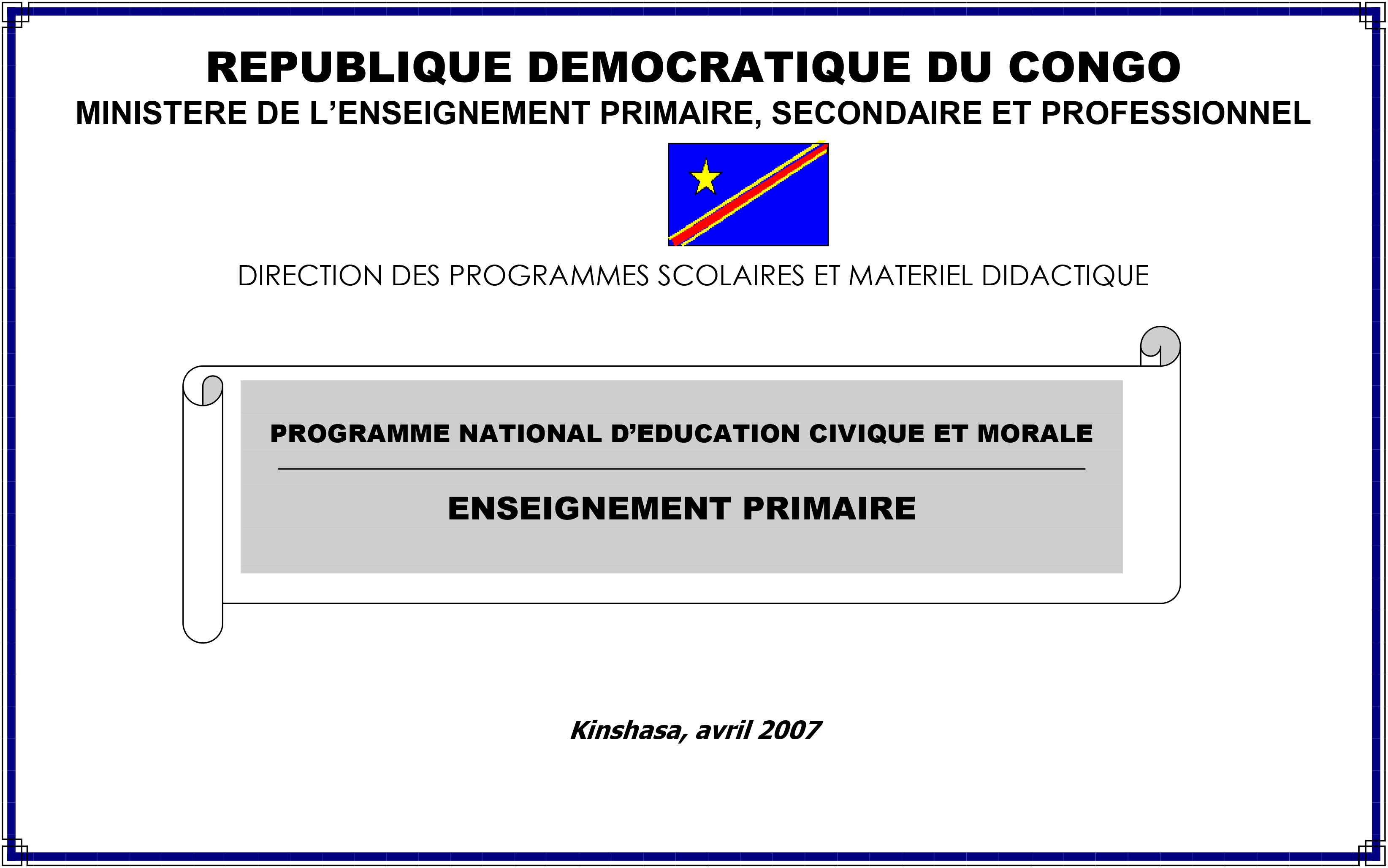 Programme National d’Education Civique et Morale (Enseignement Primaire)