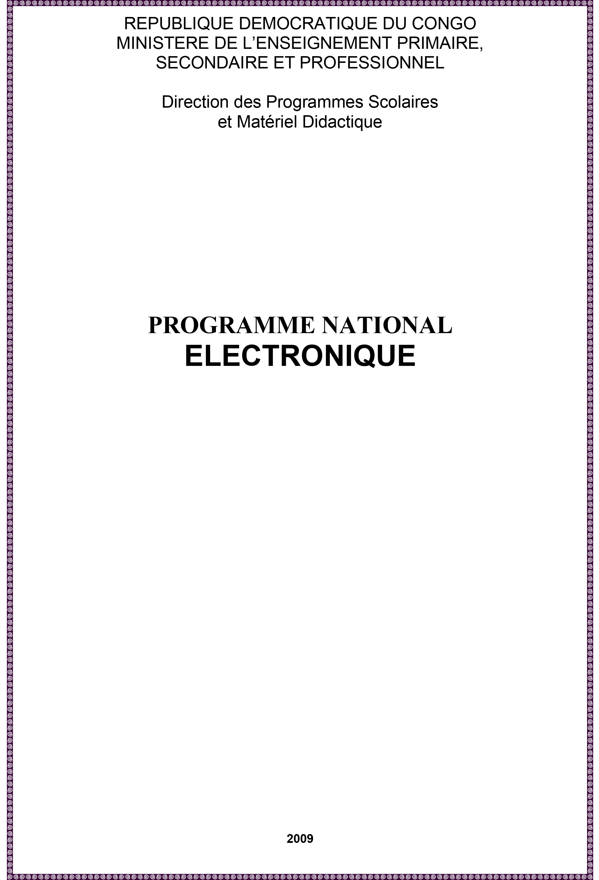 Programme National Electronique