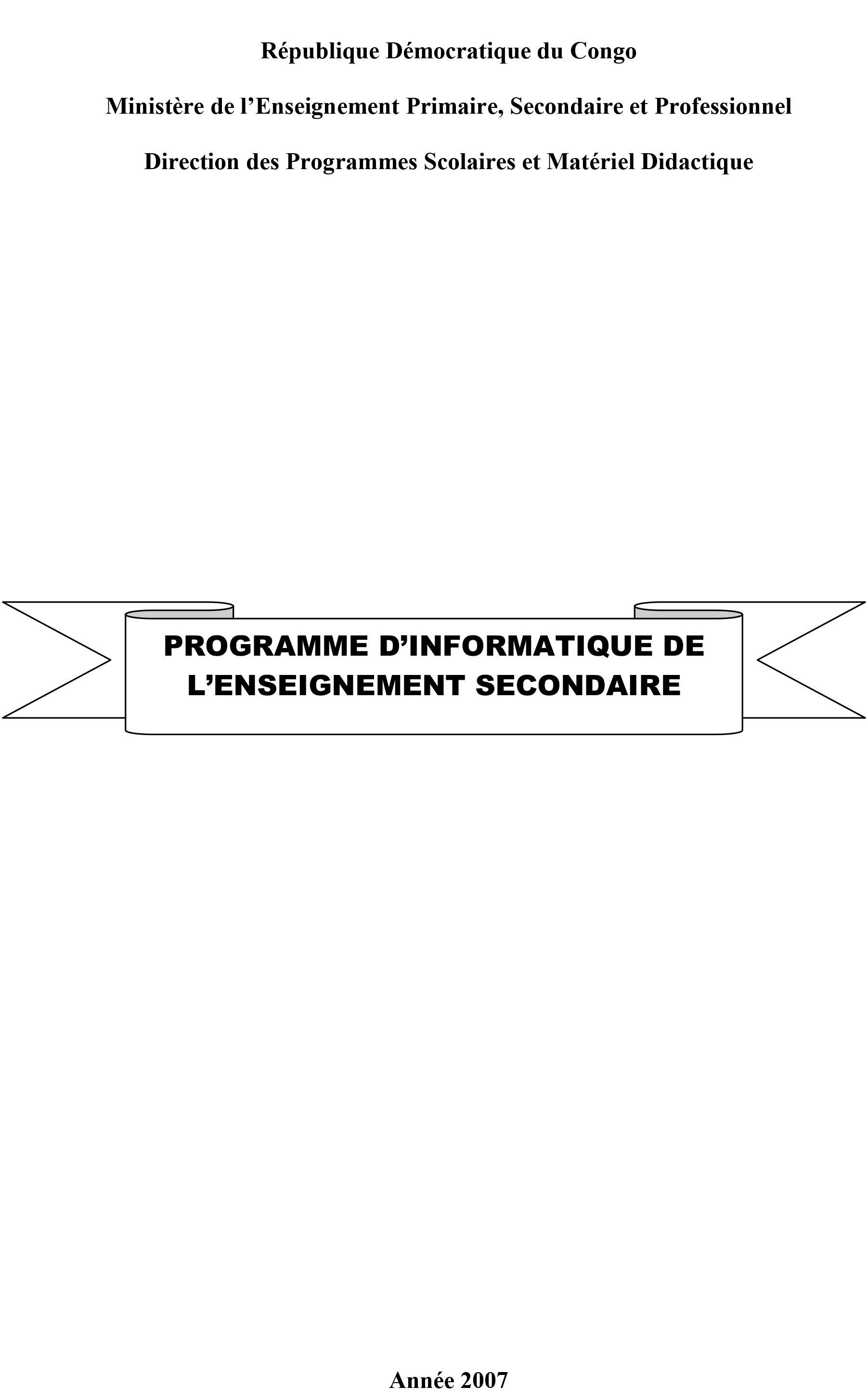 Programme d’Informatique de l’Enseignement Secondaire