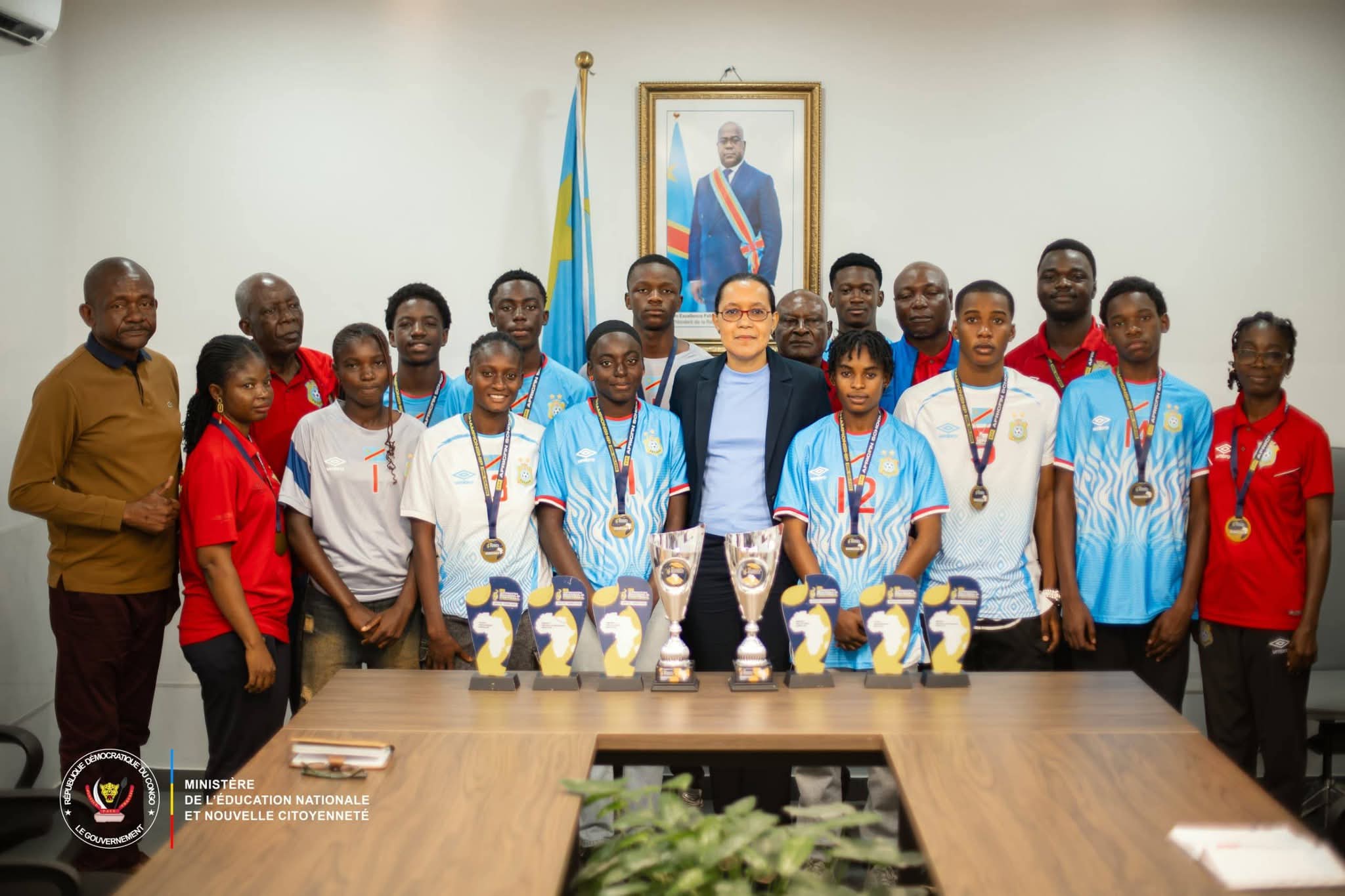 Sports : les Léopards reçus par la ministre d’État Raïssa Malu après leurs performances régionales et continentales
