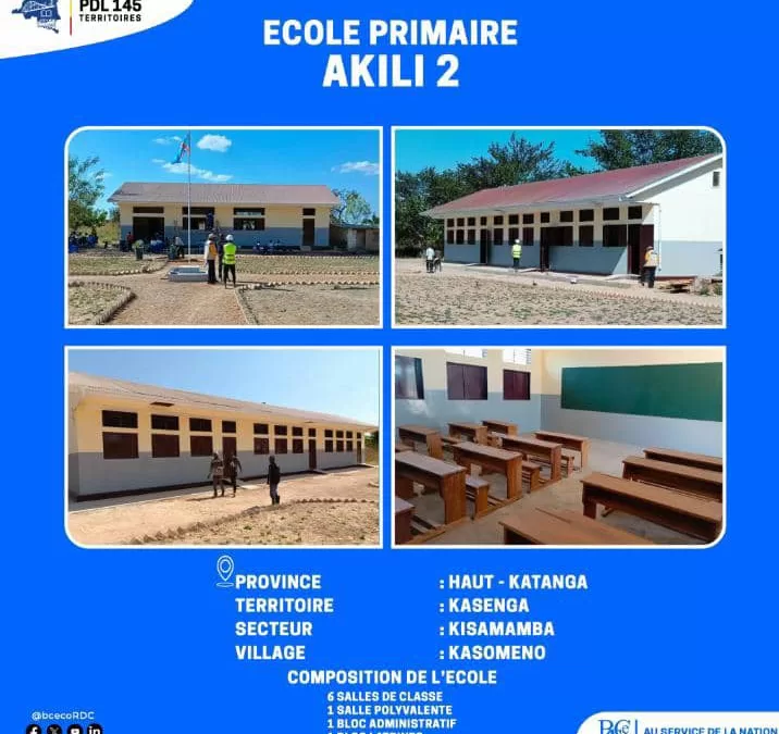PDL 145 T : le territoire de Kasenga doté d’une nouvelle école