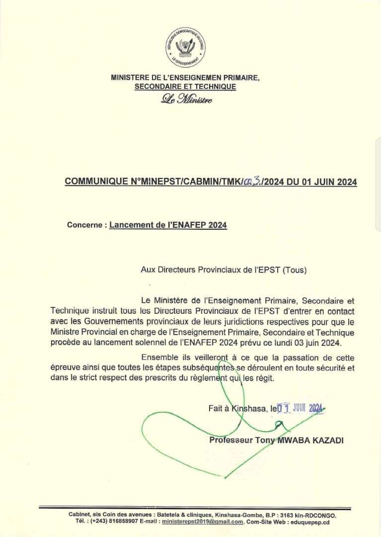 Début de l'épreuve de l'ENAFEP sur l'ensemble du territoire national ce lundi 03 Juin