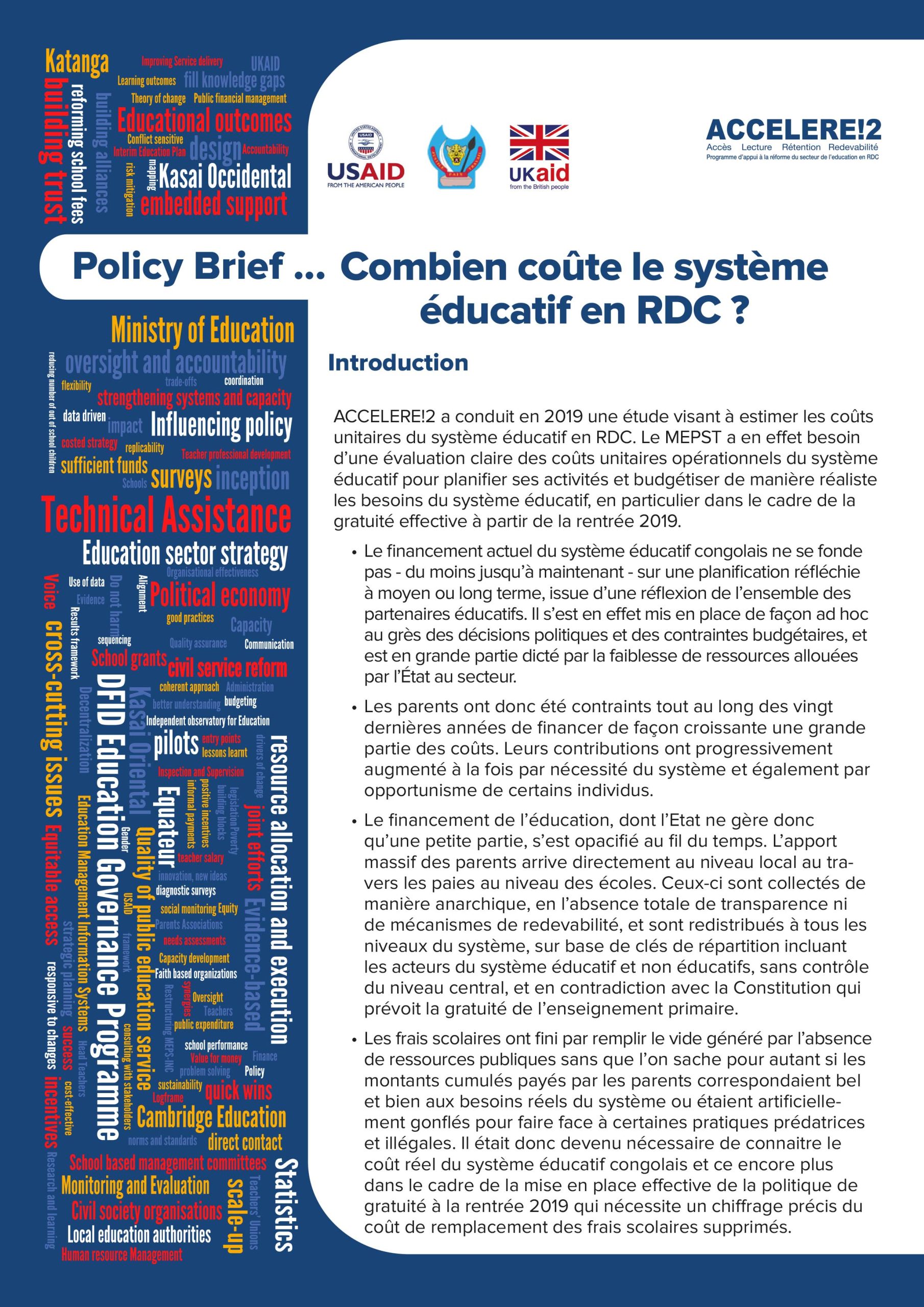 Policy Brief : Combien coûte le système éducatif en RDC ?