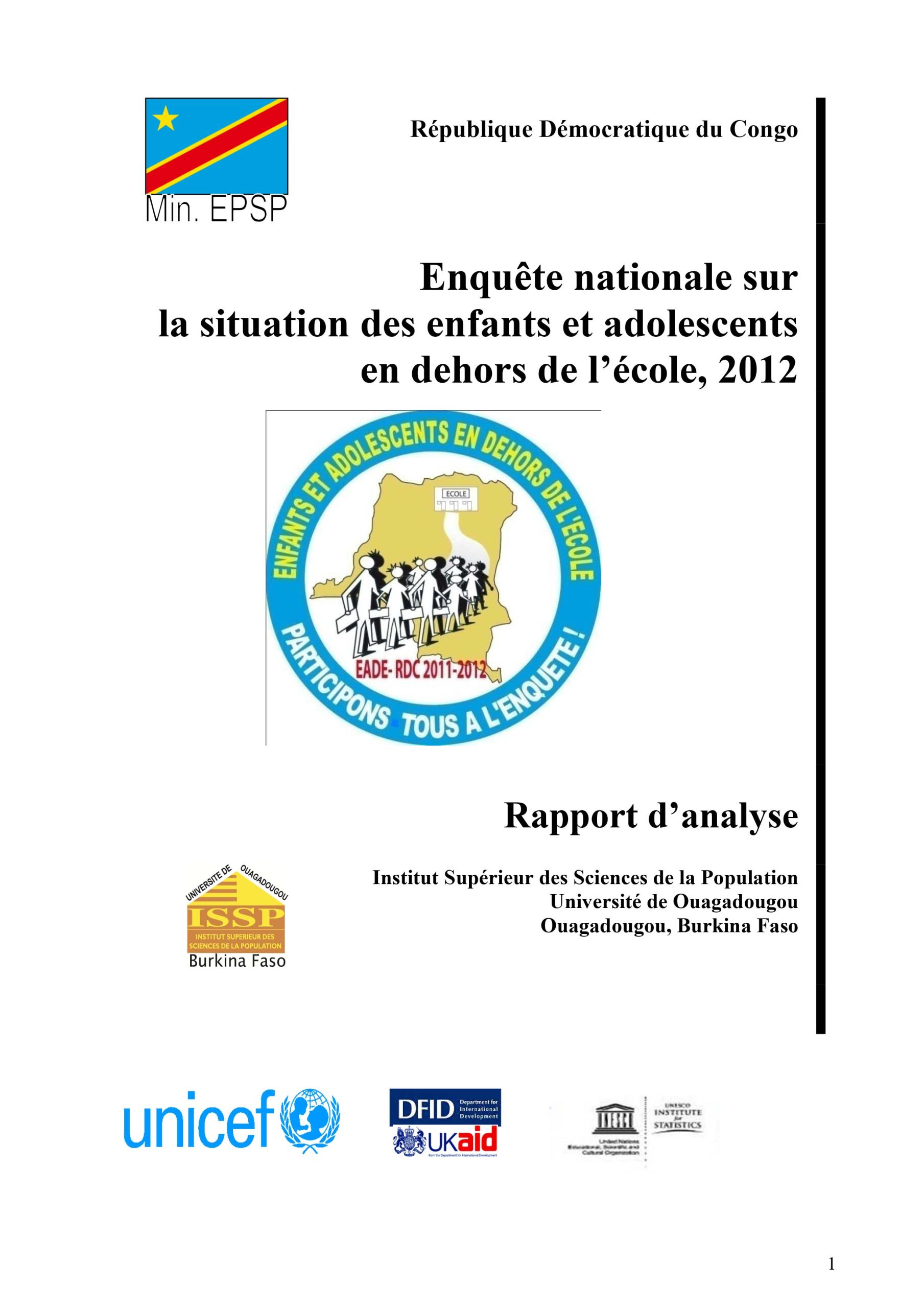 Enquête nationale sur la situation des enfants et adolescents en dehors de l’école, 2012