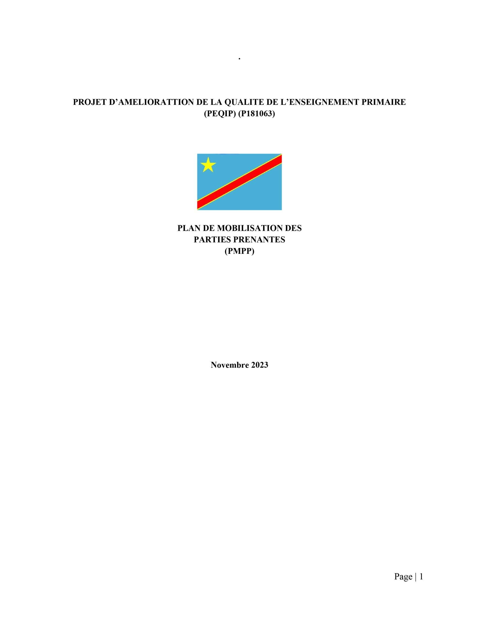 PEQIP – Plan de Mobilisation des Parties Prenantes