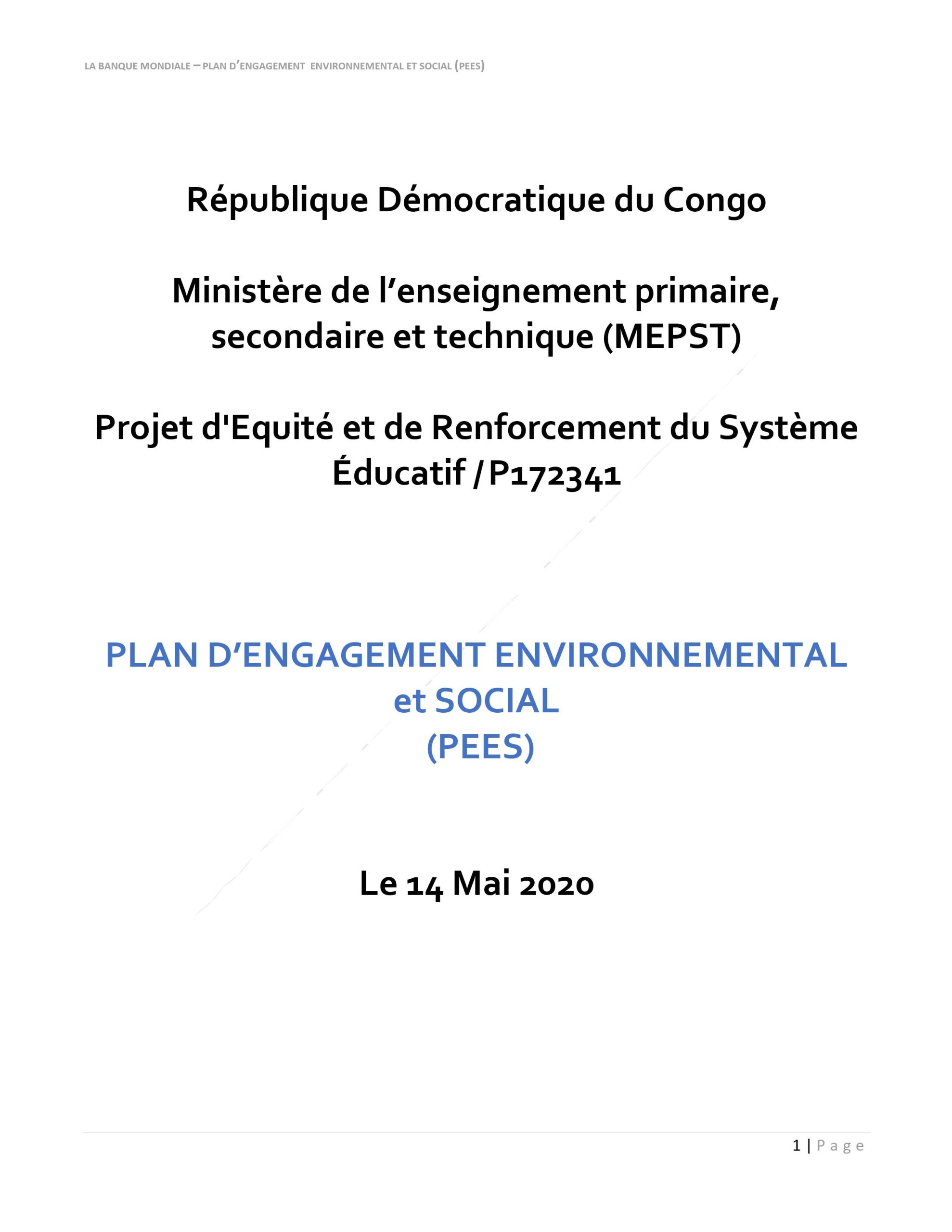 Plan d’Engagement Environnemental et Social (PEES)