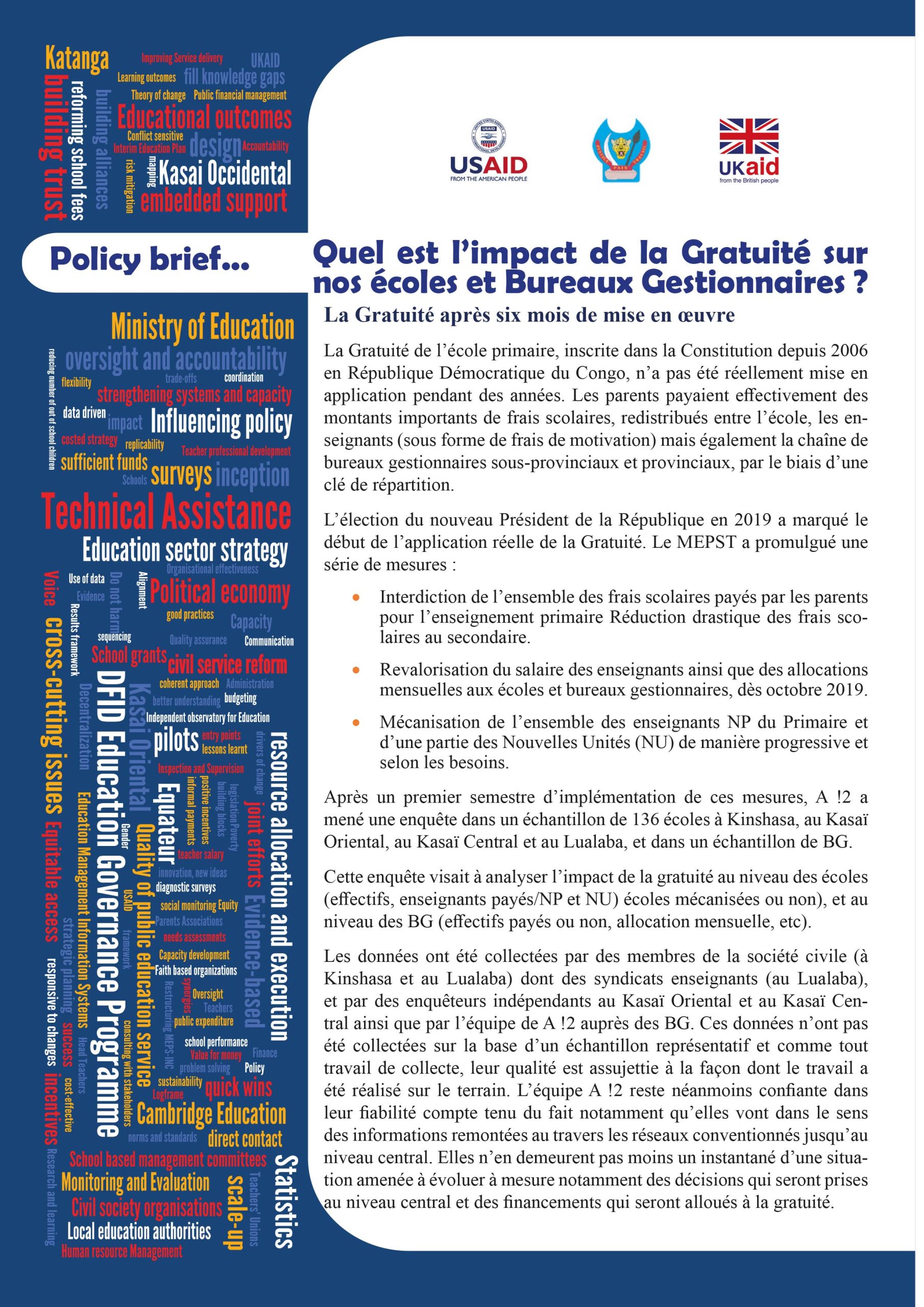 Policy Brief : Impact de la gratuité