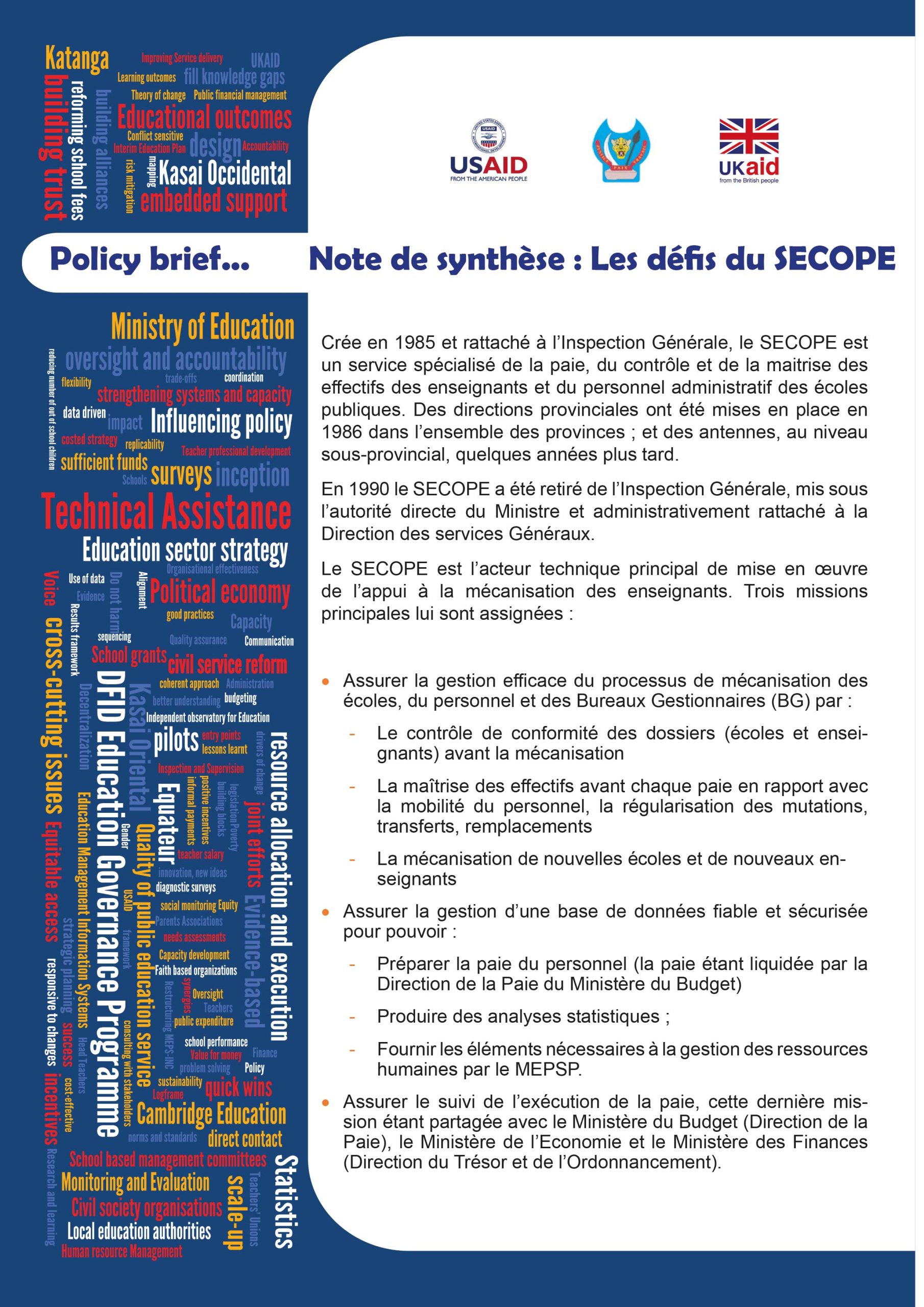 Policy Brief : Les défis du SECOPE